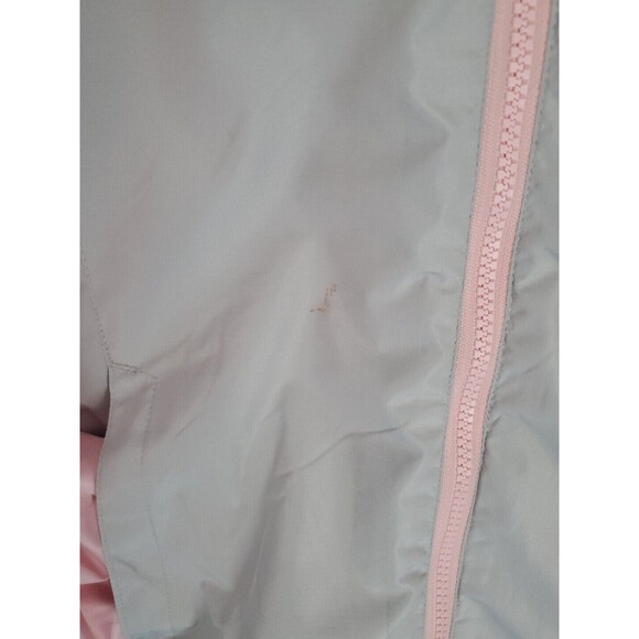 Girl Water Repellent Jacket Sz LG Hooded Rain Lightweight Coat  Pink &  Grey - Picture 5 of 16